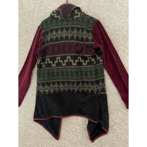 The Royal Collection Women's Colorful Maroon Aztec Open Front Cardigan Size Med - Picture 7 of 9